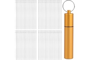 GarfxG 70 pcs Straight Beading Needle for Jewelry Making, Size 11-0.4mm*51mm Fine Thread Seed Beading Needle with Metal Storage Tube, Suitable for Beading and Sequin Embroidery Handmade DIY