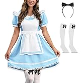 ALIREVERIE Womens Halloween Blue White Dress Classic Princess Costume XS-2XL