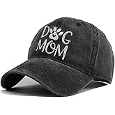 LOKIDVE Women's Dog Mom Hat Embroidered Distressed Cotton Denim Baseball Cap