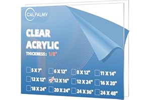 CALPALMY (2 Pack) 1/8" Thick Clear Acrylic Sheets - 12" x 16" Pre-Cut Plexiglass Sheets for Craft Projects, Signs, Display Cases, Sneeze Guard and More - Cut with Engraver, Power Saw or Hand Tools