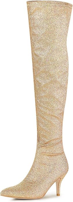 Allegra Womens Glitter Pointed Stiletto