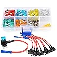 Nilight - 50034R 10 Pack 12V Car Add-A-Circuit Fuse Tap Adapter Mini Atm Apm Blade Fuse Holder with 120 PCS Mini Blade Fuse Assortment Kit (5, 7.5, 10, 15, 20, 25, 30) AMP for Cars,Trucks,Boats
