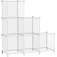 AWTATOS Cube Storage Organizer, Closet Organizers and Storage, 6 Cube Shelves Bookshelf, DIY Stackable Plastic Clothes Organizer Shelving for Bedroom, Home, Transparent Twill