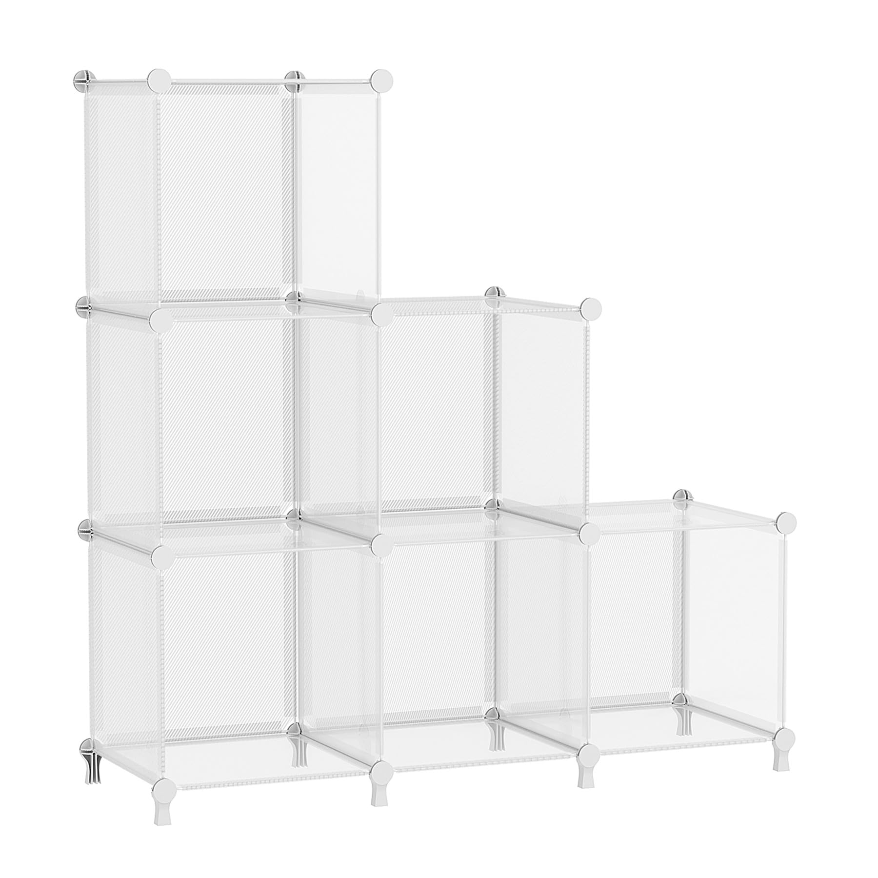 AWTATOS Cube Storage Organizer, Closet Organizers and Storage, 6 Cube Shelves Bookshelf, DIY Stackable Plastic Clothes Organizer Shelving for Bedroom, Home, Transparent Twill