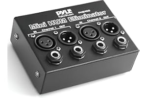 Pyle Compact Mini Hum Eliminator Box - 2 Channel Passive Ground Loop Isolator, Noise Filter,AC Buzz Destroyer, Hum Killer w/ 1/4" TRS Phone,XLR Input/Output, Uses 1:1 Isolation Transformer