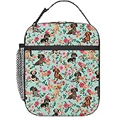 famliihw Dog Flower Lunch Bag Insulated Reusable Lunch Box Thermal Cooler Tote For Men Women Work Travel Picnic Hiking