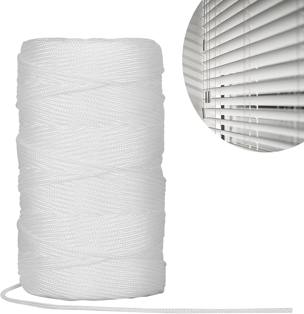 Tenn Well 1.5mm Braided Blind Cord 328ft White Nylon String for Shades