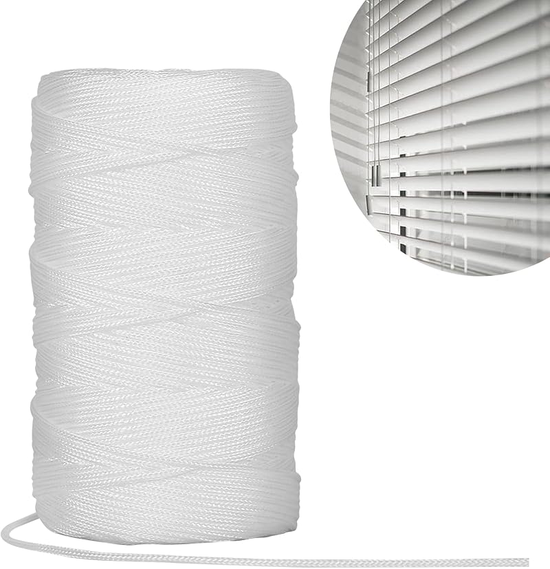 Tenn Well 1.5mm Braided Blind Cord 328ft White Nylon String for Shades