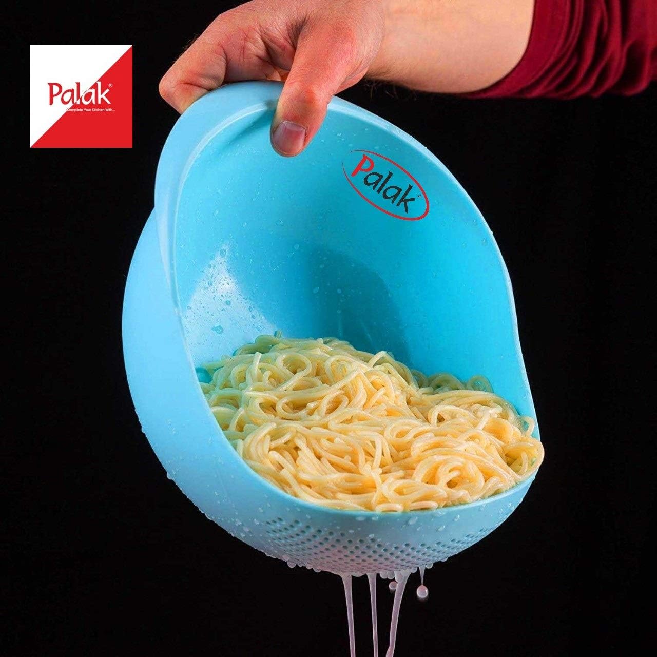 Big Size Rice Pulses Fruits Vegetable Noodles Pasta Washing Bowl & Strainer Good Quality & Perfect Size for Storing and Straining by - PALAK (Blue)