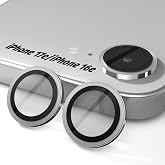 Orzero 9H Glass Camera Lens Protector for iPhone 17e/16e-Silver, 3 Pack | Individual Metal Ring Cover, Case-Friendly, 9H Tempered Glass, Original Camera Clarity, Not Affect Night Shots, Anti-Scratch