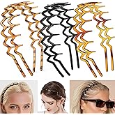 Supgoodom 6 PCS Zig Zag Headbands Plastic Wavy Hair Head Band Comb with Teeth Hoop Accessories for Women Men Girls, Classic Black&Retro Leopard