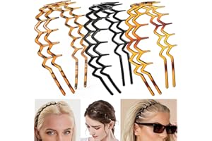 Supgoodom 6 PCS Zig Zag Headbands Plastic Wavy Hair Head Band Comb with Teeth Hoop Accessories for Women Men Girls, Classic Black&Retro Leopard