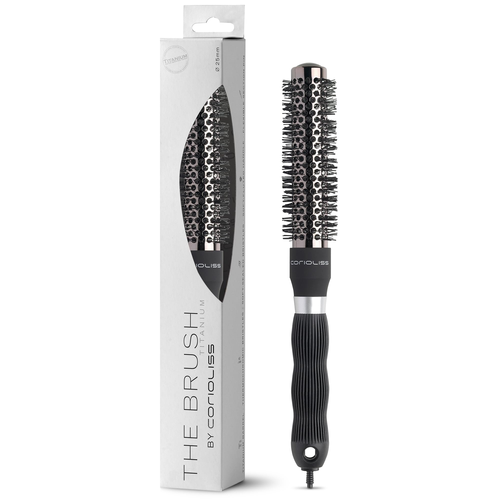 CORIOLISS | Hair Brushes for Women | Professional Titanium Round Barrel Ionic Hair Brush | Ideal for Styling Every Kind of Hair (25 mm)
