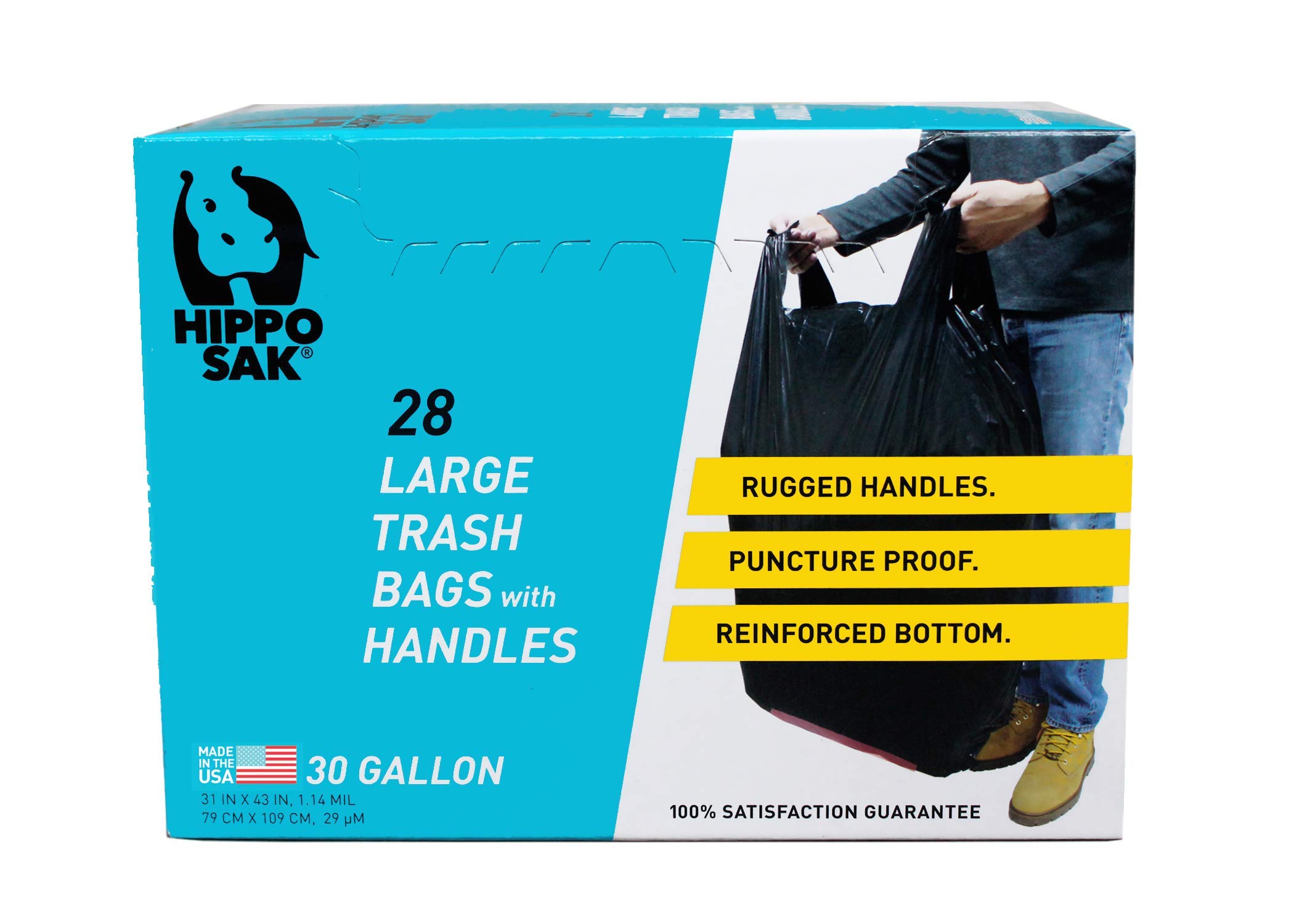 Photo 1 of Hippo Sak 30 Gallon Large Trash Bag with Handles 56 Bags (28 per Box - 2 Pack)