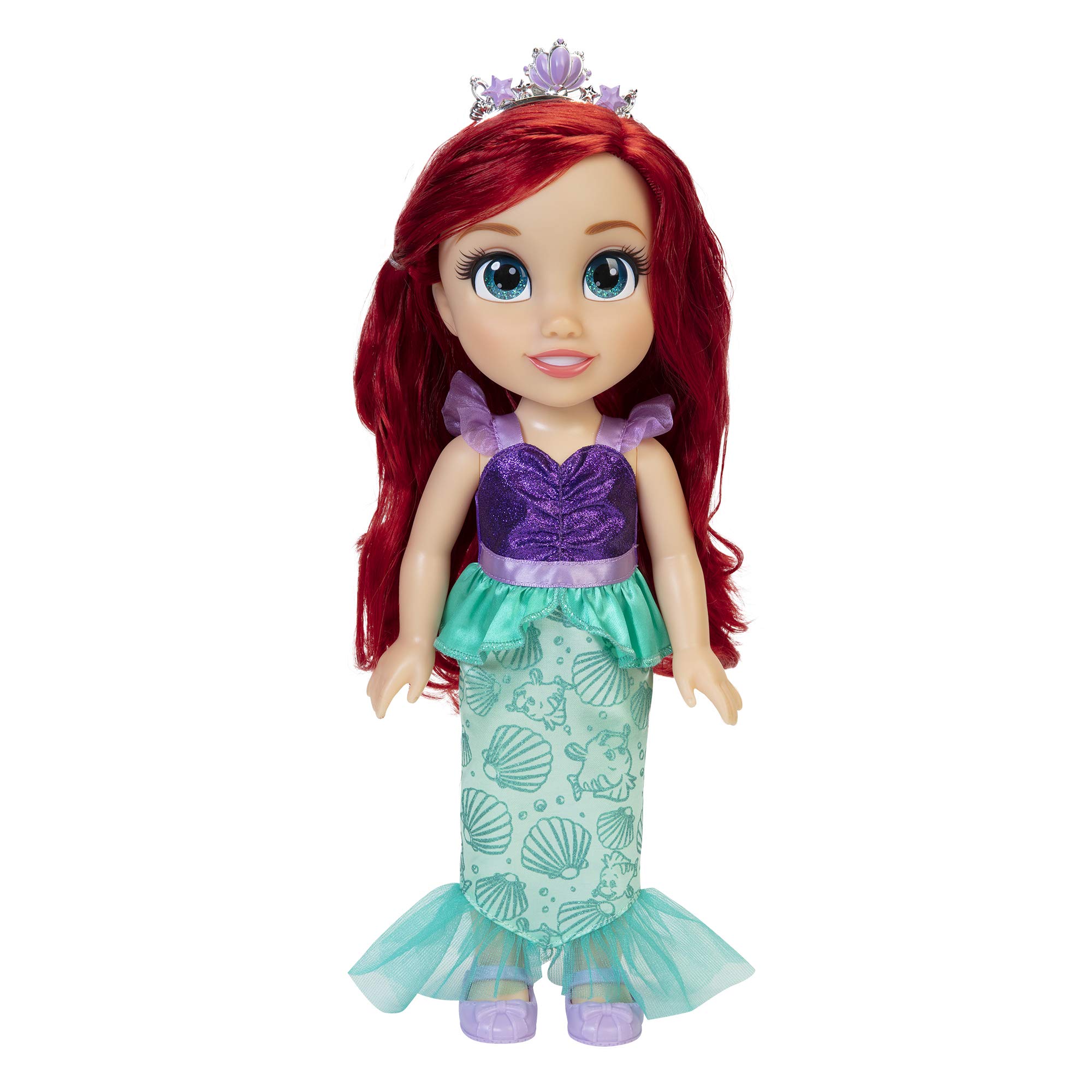 Disney Princess Ariel Doll, 14” / 35cm Tall Doll with Royal Reflection Eyes Includes Removable Dress, Shoes and Tiara, Perfect for Girls Ages 3+