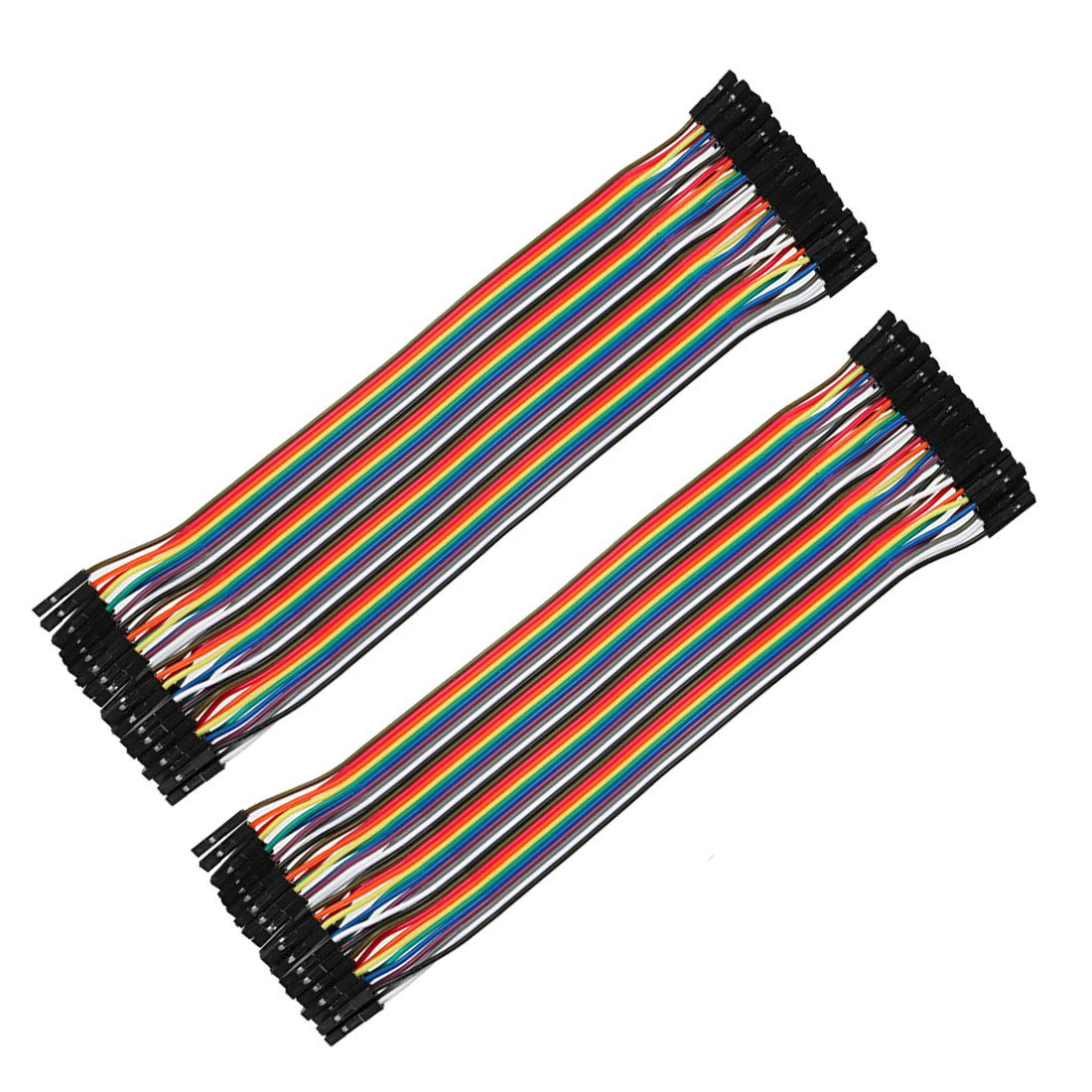 sourcing map Female to Female 40P Breadboard Jumper Wire 2.54mm Pitch Ribbon Cable 20.5cm Long 2pcs