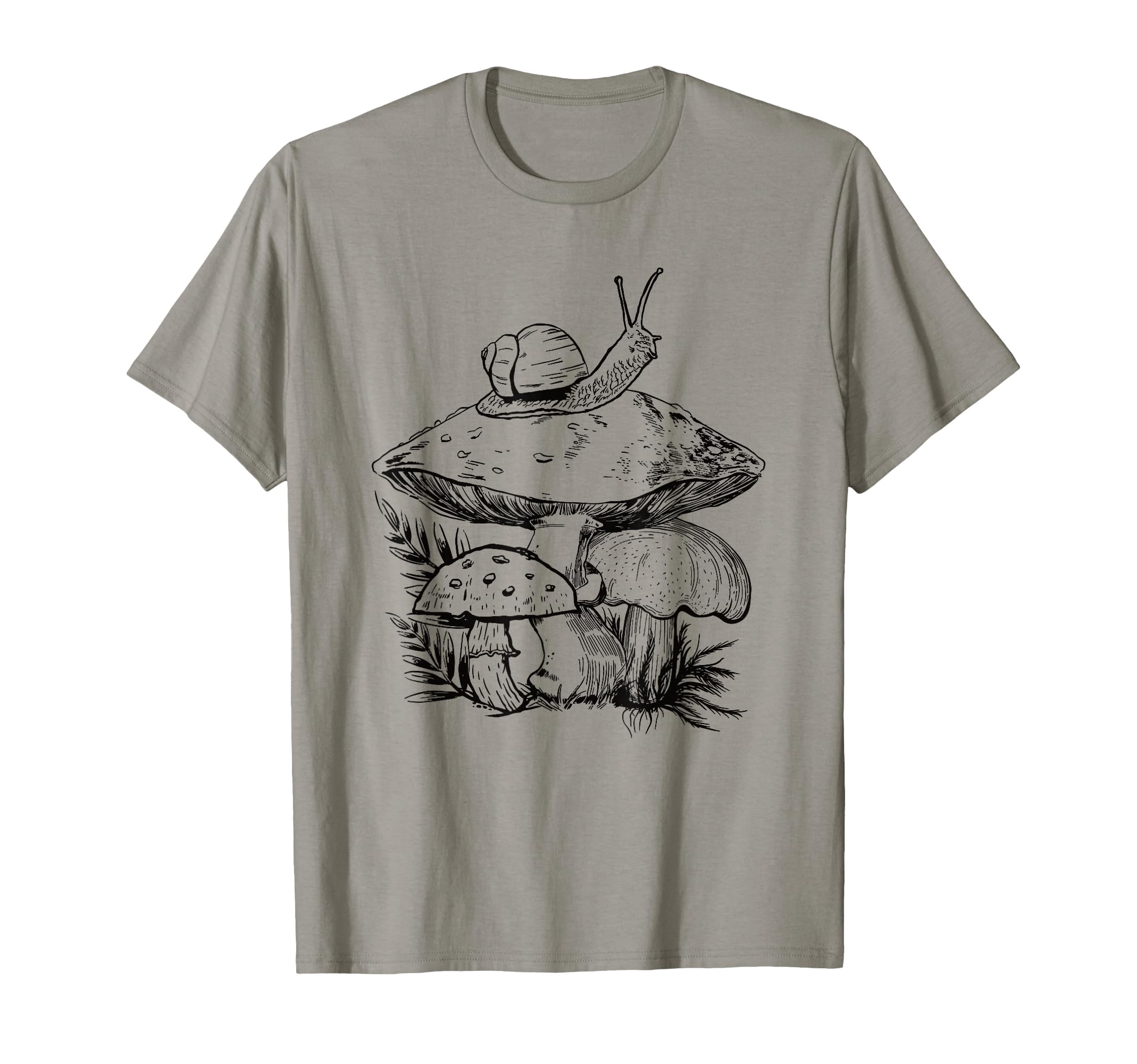 Photo 1 of Cute Cottagecore Aesthetic Mushroom Fungi Snail Goblincore T-Shirt