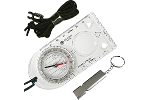 FJOORD MASTER Camping Compass - Luminous Hiking Compass - Magnetic Survival Compass - Orienteering Compass Kids Camping Kit - Professional Compass Navigation Map Reading - BoyScout Compact Compass Magnetic Heading