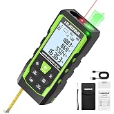 Huepar 3-in-1 Laser Measuring Tool, 400Ft Laser Measure &amp; 33Ft Green Cross Line Laser Level &amp; 6.5Ft Tape Measure, Rechargeable, Voice Broadcast, Multi-Mode, Rugged for Construction &amp;Home Use, SW-T120
