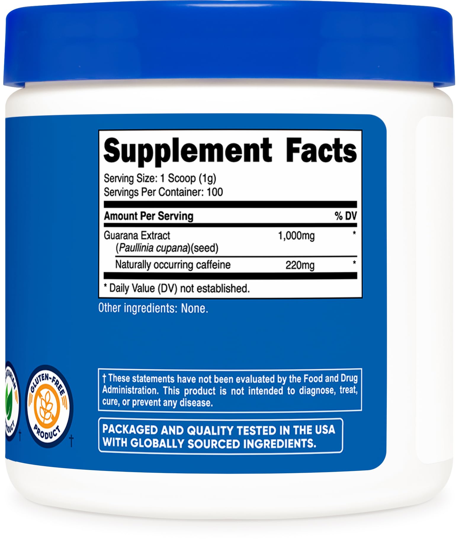 Nutricost Guarana Extract Powder 100 Grams - Natural Brazilian Herbal Caffeine/Energizer Supplement