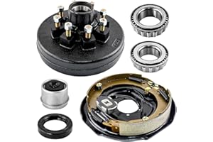 JADODE Trailer Hub Drum Kit 8 on 6.5" B.C. with 12" x 2" Electric Brakes Left Side for 7000 lbs Axle Heavy Duty Trailer Drum Brake Kit