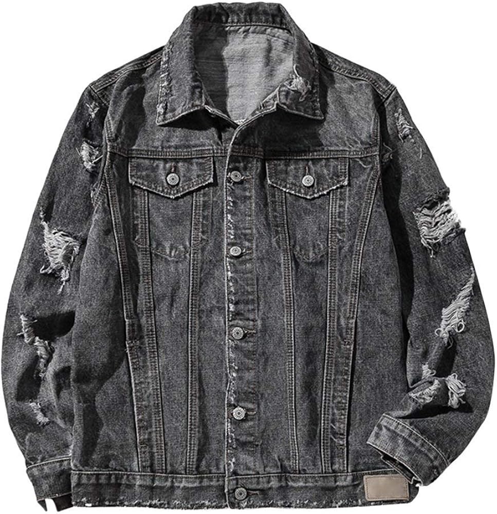 Lanceyy Giacca in Jeans da Giacca Uomo Jeans di Stile Semplice