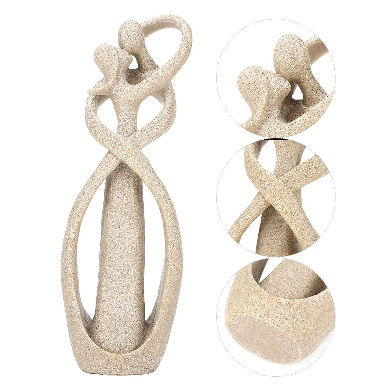 HERCHR Sandstone Statue,Resin Couple Statue,Handmade Sandstone Figurine Kiss Lovers Statue,Abstract Figure Statue Couple Figurine for Living Room Home Office,8.5 x 2.8 x 1.8inch
