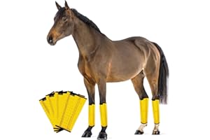 FOXLVDA Horse Fly Boots, Adjustable Fly Boots for Horses Set of 4, Comfortable Horse Leggings, Breathable Plastic Mesh Material, Horse Supplies for Reduces Stress & Leg Fatigue (Yellow)