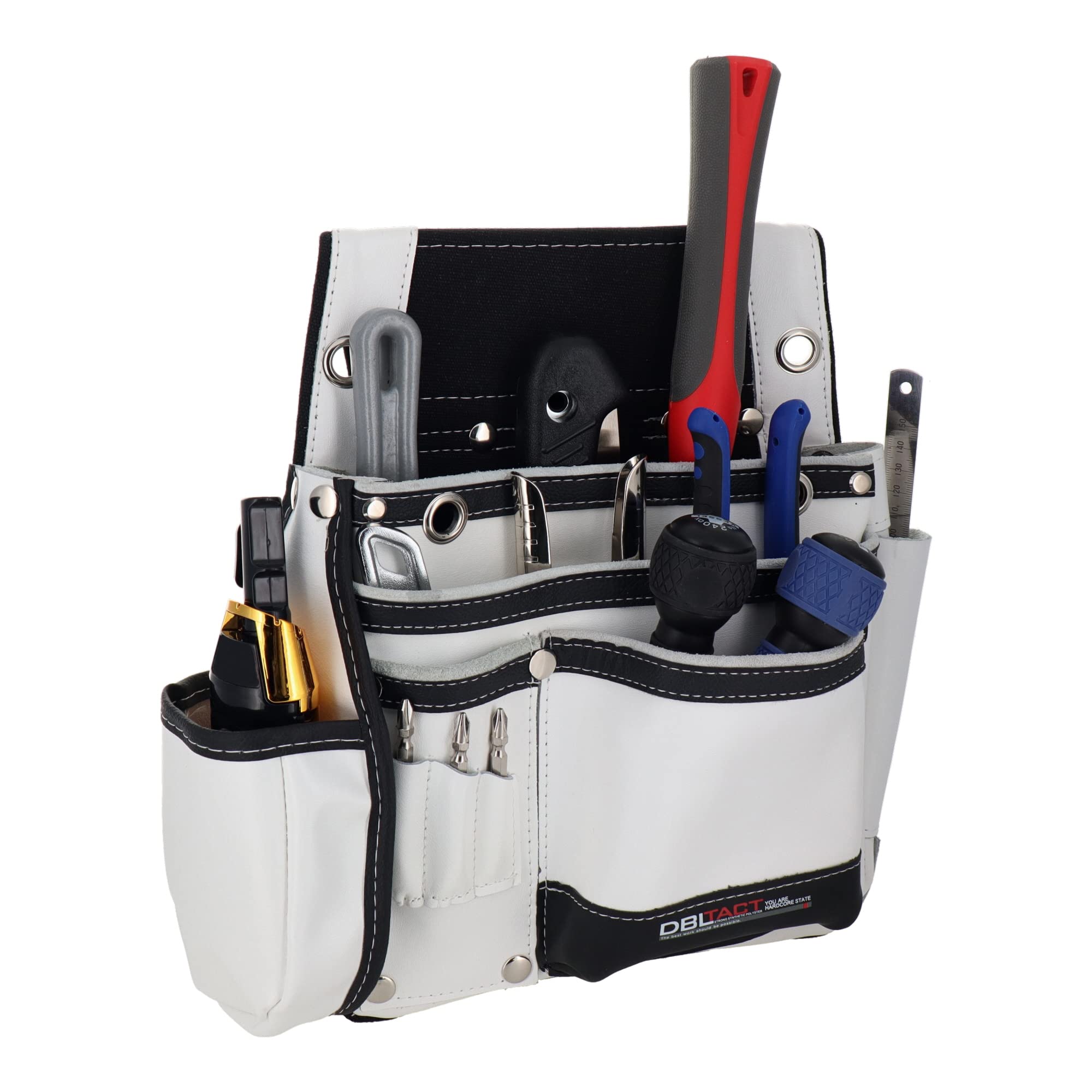 三共コーポレーション DBLTACT 本革卓越 釘袋 2段 墨ツボケース付 ホワイト DTL-11-WH商品画像