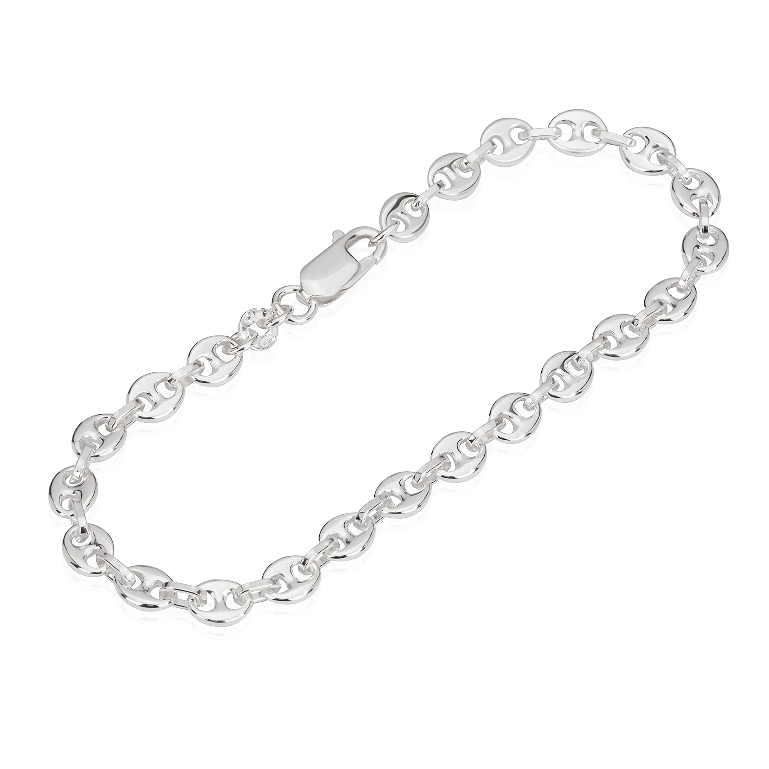 NKlaus 18cm 925 Genuine Sterling Silver Chain Coffee Bean Ladies Men Bracelet 5,00mm 7gr 5448