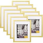 eletecpro 11x14 Picture Frames Set of 10, Picture Frame Collage Wall Decor Display 8x10 Photo with Mat or 11x14 without Mat, Home Decor Gallery Wall Frame for Wall Mounting, Gold