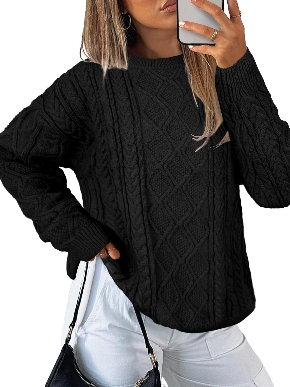 Photo 1 of Chunky Cardigan Sweates for Women Blouses Dressy Casual 2025 Early Fall Fashion Clothing Womens Tops Long Sleeve Shirts School Outfits for Teachers Cowboy Chic Chocolate Brown Clothes Black X-Large