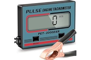 HTPREC Small Engine Tachometer Digital Chainsaw RPM Gauge Tiny Tach Hour Meter with Clip Mini Inductive Pulse Tachometer RPM Gauge Tester for Motorcycle Marine Outboard Boat Diesel Lawn Mower Tacho Meter