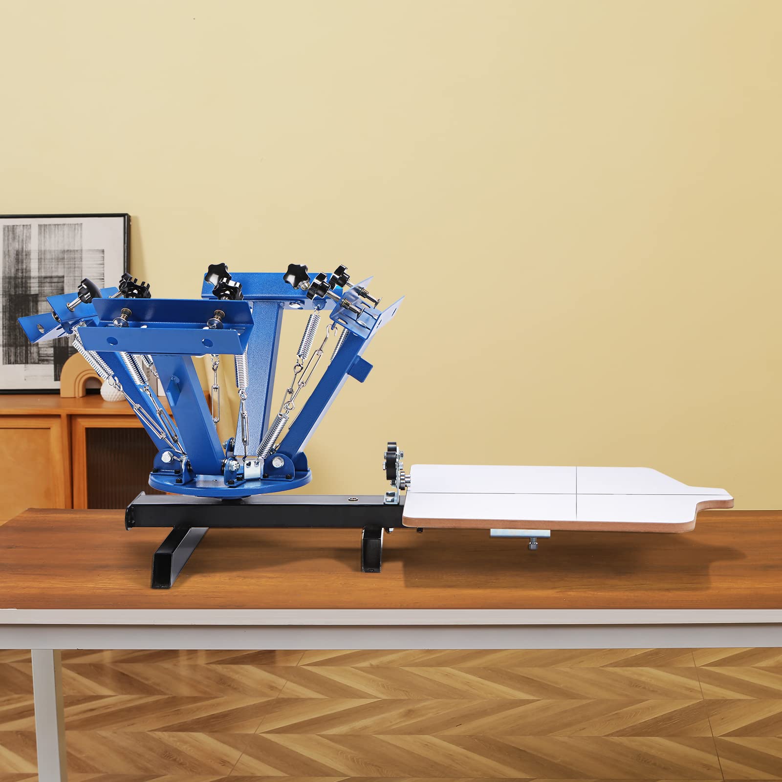 VEVOR Screen Printing Machine, 4 Color 1 Station 360° Rotable Silk Screen Printing Press, 21.2x17.7in / 54x45cm Screen Printing Press, Double-Layer Positioning Pallet for T-Shirt DIY Printing