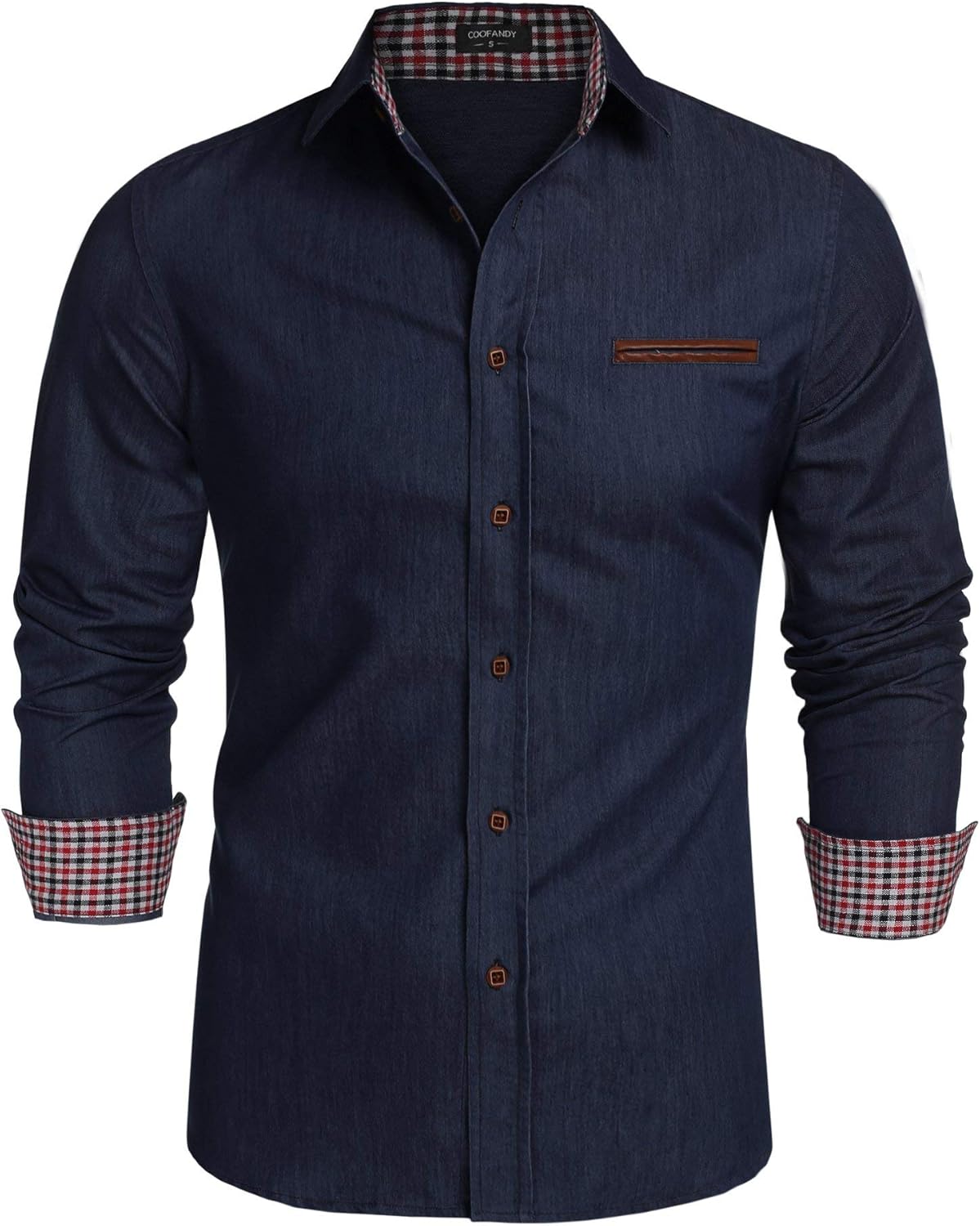 COOFANDY Men's Casual Dress Shirt Button Down Shirts Long-Sleeve Denim Work Shirt: Clothing