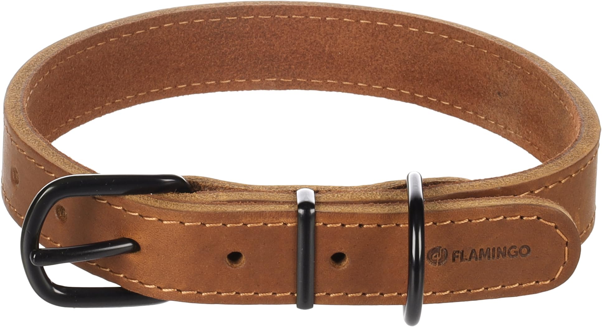 Flamingo Dog Collar Montana Cognac L 43,5-53,5cm 25mm