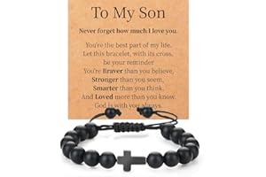 Lamyba Grandson Son Gifts from Mom Grandma, To My Grandson Son Cross Bracelet from Mom Grandma Grandpa, Stocking Stuffers for Teen Boys Men, Christmas Christian Ideas Gifts for grandson son