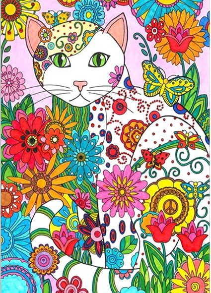Lergo Fleur De Dessin Anime Geometrique Chat 5d Diy Peinture Diamant Broderie Foret Mosaique Aiguille Kit De Broderie Point De Croix Craft Kit Decoration De Maison Amazon Fr Cuisine Maison