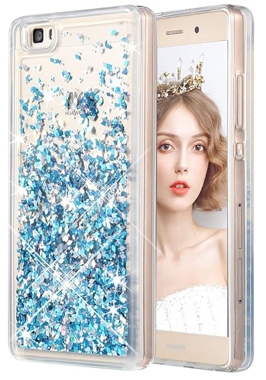 wlooo Handyhülle Huawei P8 Lite Glitzer Hülle, Flüssig Bewegende Treibsand Fließend Flüssigkeit Glitter Quicksand Transparent
