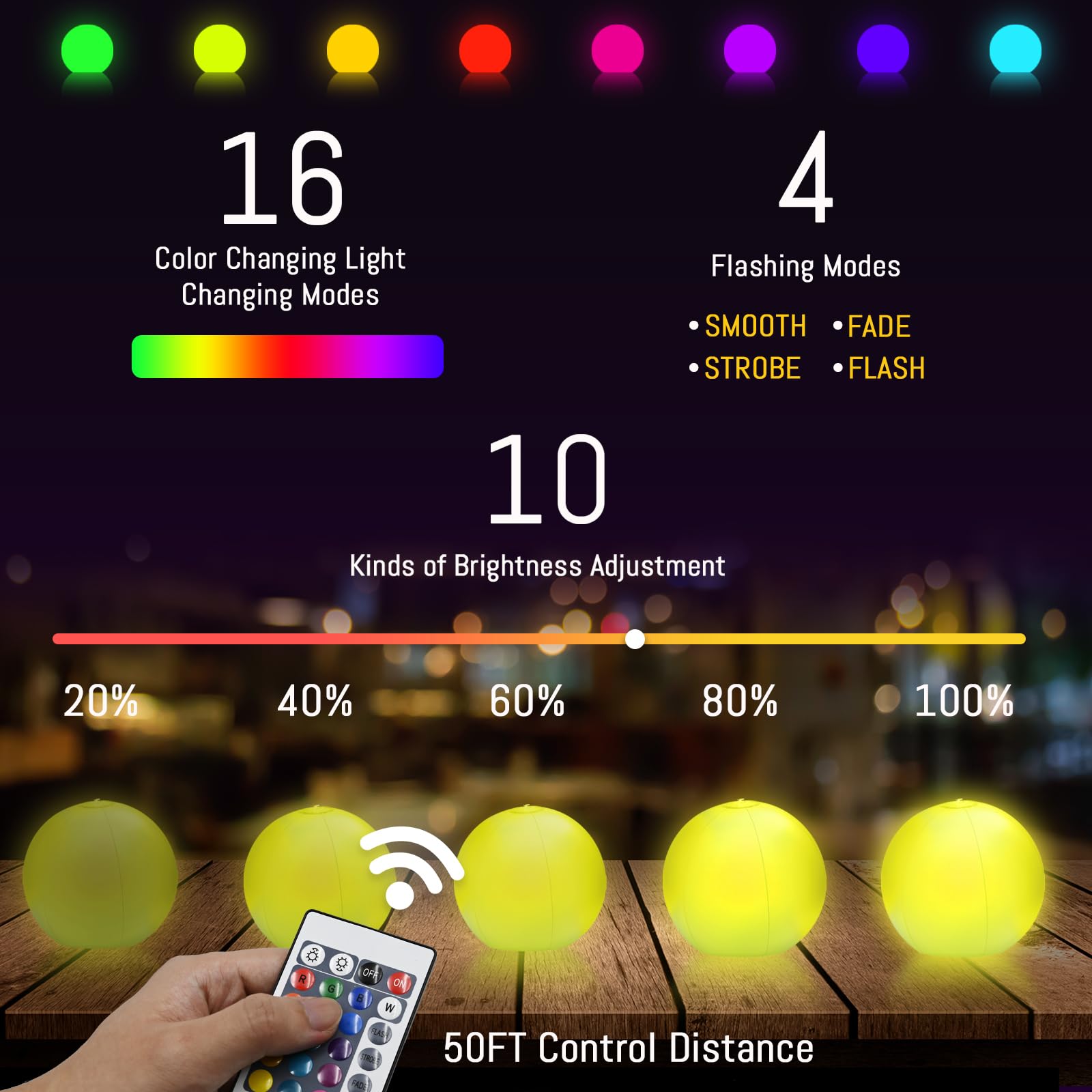 4 Pack LED Light Up Beach Ball 16