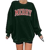 QAUN Christmas Sweatshirt for Women: Merry Sweatshirt Glitter Pach Merry Shirt Xmas Overzise Pullover Tops