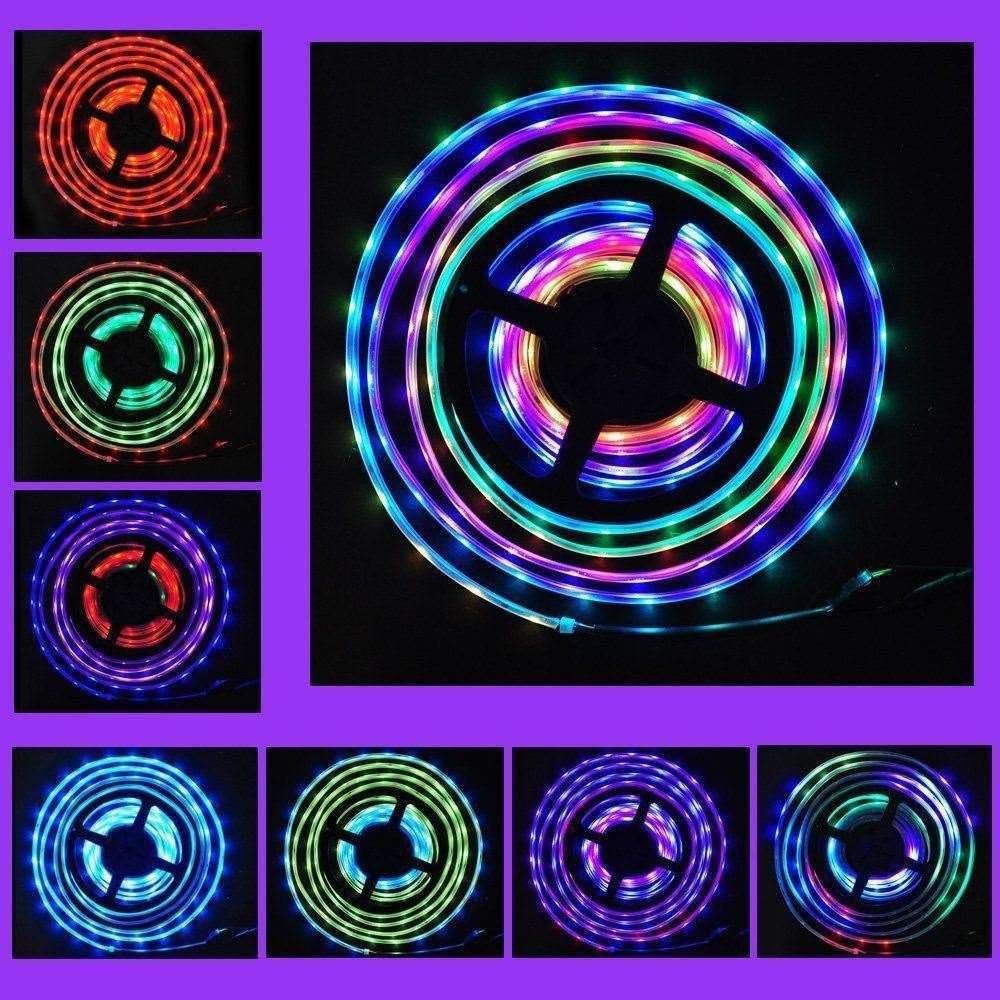 Flip world LED Strip Light WS2812B WS2811 Pixels Programmable Led Strip 3.2FT 1M 5050 RGB Individual Addressable Digital DC5V Flexiable LED Strip for Storefront Car Truk Advertising Signboards