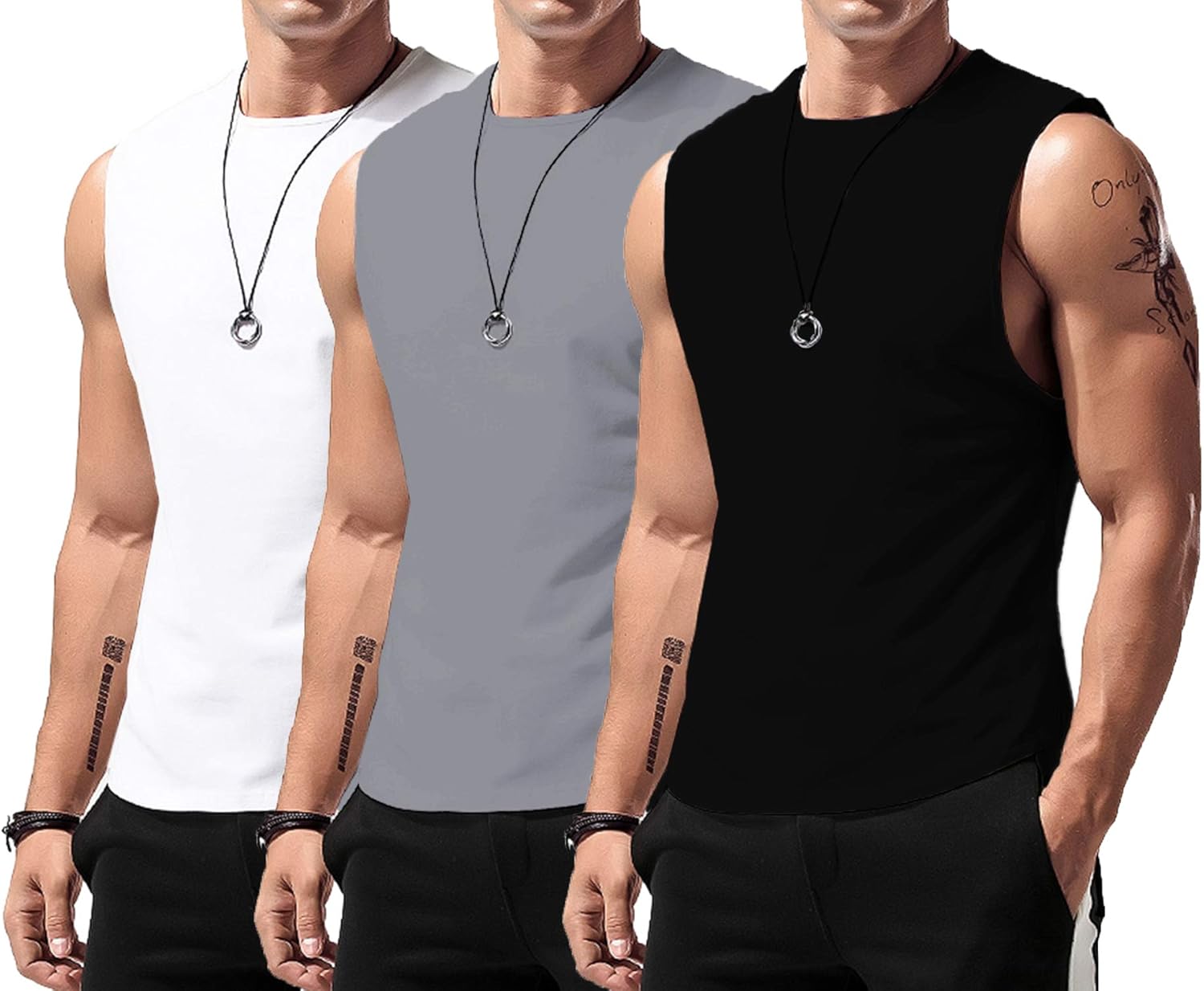 LecGee Men's 3 Pack Gym Tank Tops Sleeveless Workout Muscle Tee Fitness Bodybuilding Shirts…: Clothing