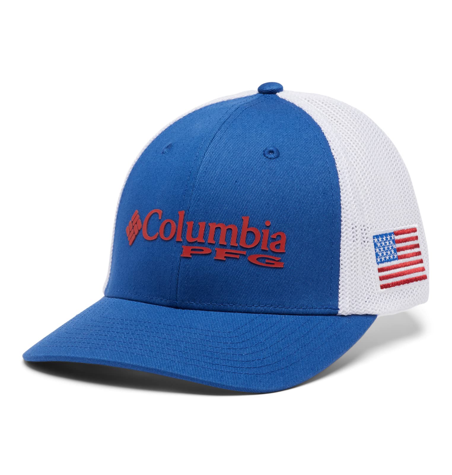 Columbia Unisex PFG Mesh Ball Cap, Mountain Blue/Us Flag, S/M, Mountain Blue/Us Flag, S/M — image 1