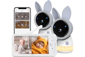 Arenti Baby Monitor 2 Cameras, 4MP 5G&2.4G WiFi Smart Baby Camera 2PC with 5-Inch Wireless Display, Super Night Vision, Lulla