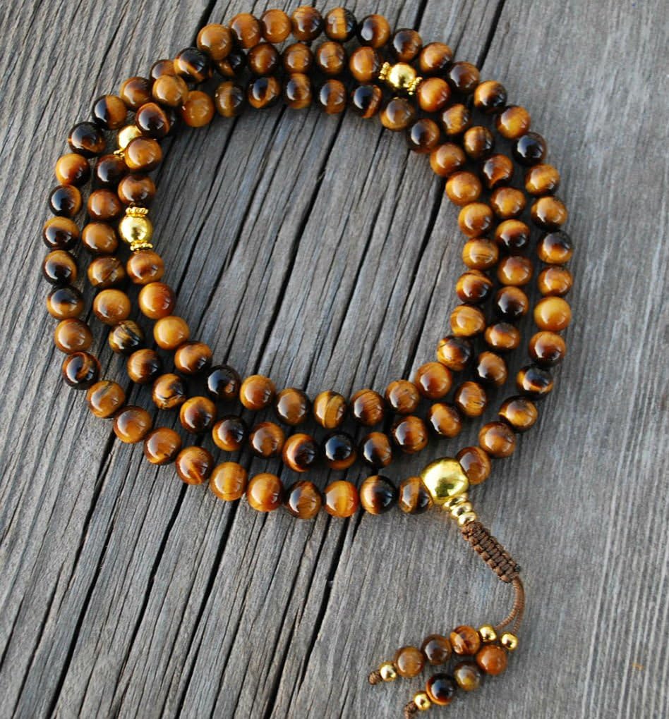 Tigers Eye & Gold Mala