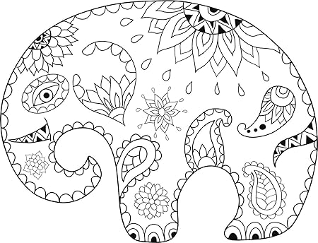 Amazon クールブラックとホワイト 大人用 塗り絵 曼荼羅 象 幅4インチ トラック 車 バンパー ステッカー デカール 壁 ノートパソコン ステッカー デカール 車 バイク