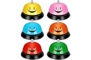 Chumia 6 Pcs Call Bell Desk Bell for Service 3 Inch Diameter Smile Face Service Bells for Desk Bells with Metal Anti Rust Construction Front Deskbells for Hotel Restaurant Office, 6 Color