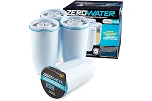 ZeroWater Official Replacement Filter - 5-Stage 0 TDS Water Filter Replacement IAPMO Certified to Reduce Lead, Chromium, and PFOA/PFOS 4-Pack