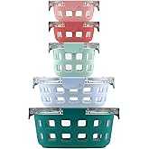 Ello Duraglass Mixed Meal Prep Sets Leak-Proof Glass Food Storage Containers with Silicone Sleeves and Airtight BPA-Free Lids, Dishwasher, Microwave, and Freezer Safe